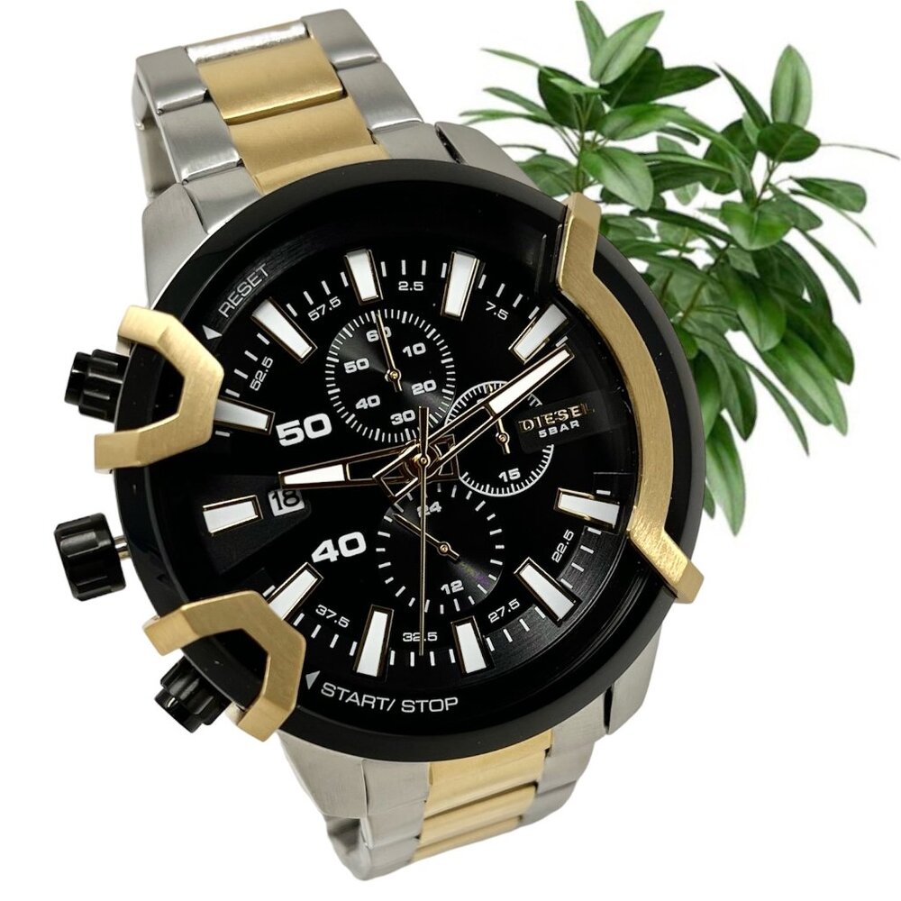 NWT DIESEL Griffed Chronograph Two-Tone Stainless Steel Watch DZ4577